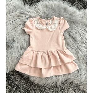 Max Studio Girls Blush‎ Pink Dress w Lace Peter Pan Collar Size 18month